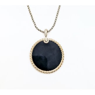 Pendant David Yurman Cable Onyx & MOP .18ctw Round Diamonds Sterling 2.4x1.8" 24" 38.58g 126050031