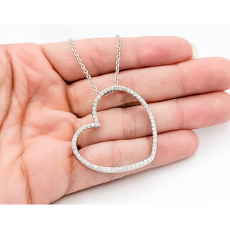 Pendant Heart .50ctw Round Diamonds 18kw 1.4x1.25" 16" 8.76g 126050028
