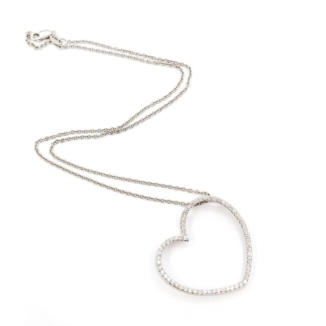 Pendant Heart .50ctw Round Diamonds 18kw 1.4x1.25" 16" 8.76g 126050028