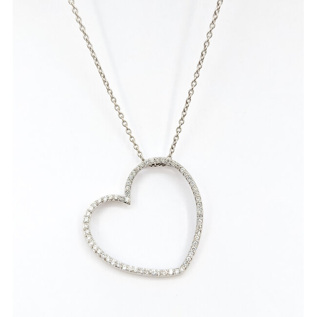 Pendant Heart .50ctw Round Diamonds 18kw 1.4x1.25" 16" 8.76g 126050028