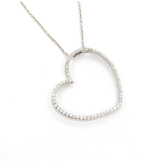 Pendant Heart .50ctw Round Diamonds 18kw 1.4x1.25" 16" 8.76g 126050028