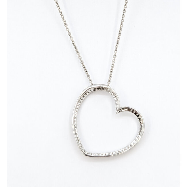Pendant Heart .50ctw Round Diamonds 18kw 1.4x1.25" 16" 8.76g 126050028
