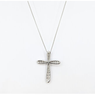 Pendant Cross 1.25ctw Round Diamonds 14kw 1.4x1.05" 16" 6.71g 126050027