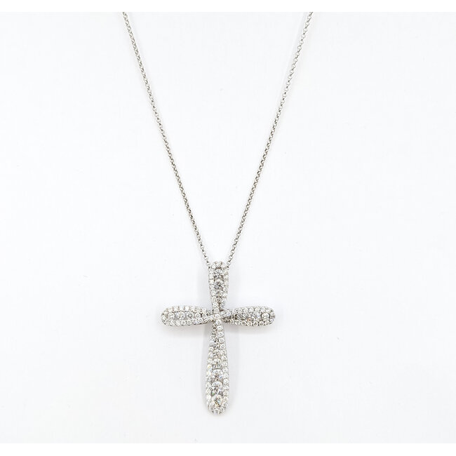 Pendant Cross 1.25ctw Round Diamonds 14kw 1.4x1.05" 16" 6.71g 126050027