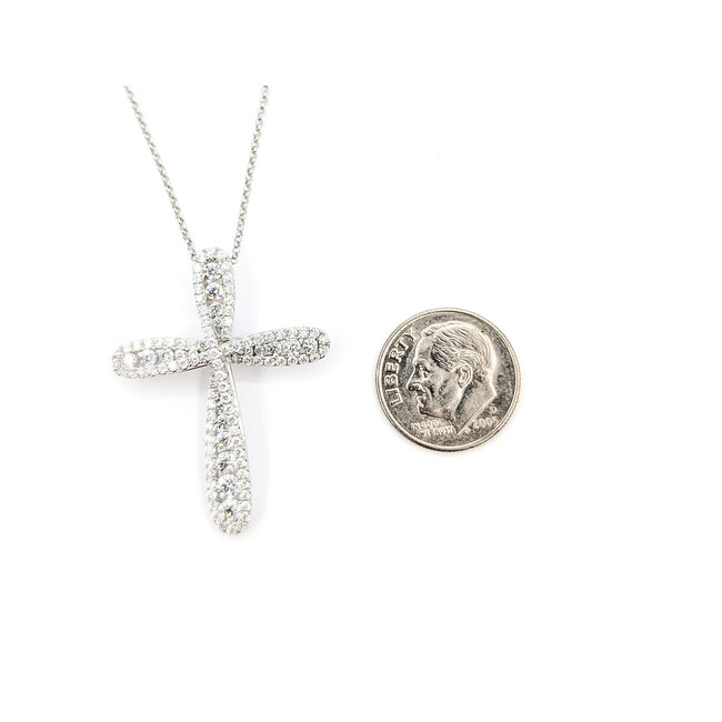 Pendant Cross 1.25ctw Round Diamonds 14kw 1.4x1.05" 16" 6.71g 126050027