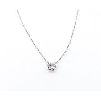 Necklace Solitaire 1.00ct Round Lab Grown Diamond 14kw 18" 2.46g 126040070