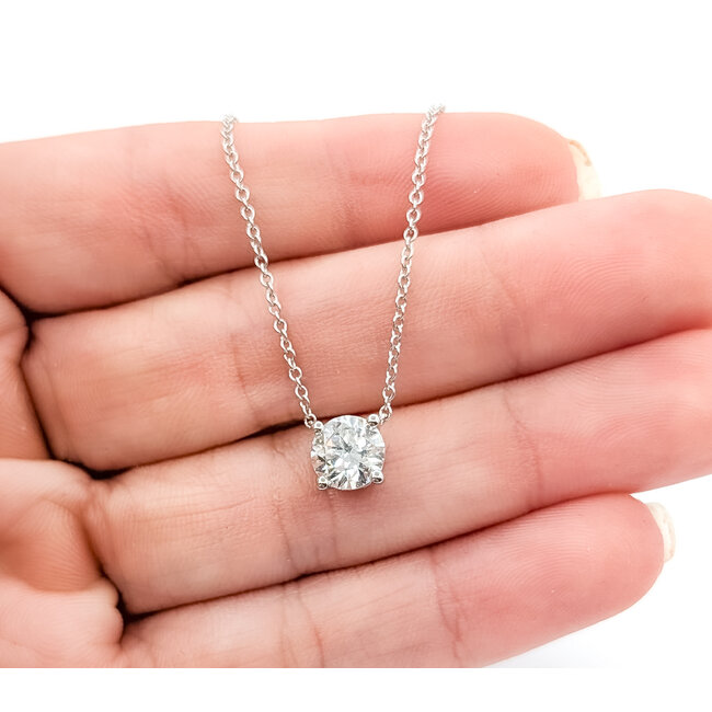 Necklace Solitaire 1.00ct Round Lab Grown Diamond 14kw 18" 2.46g 126040070
