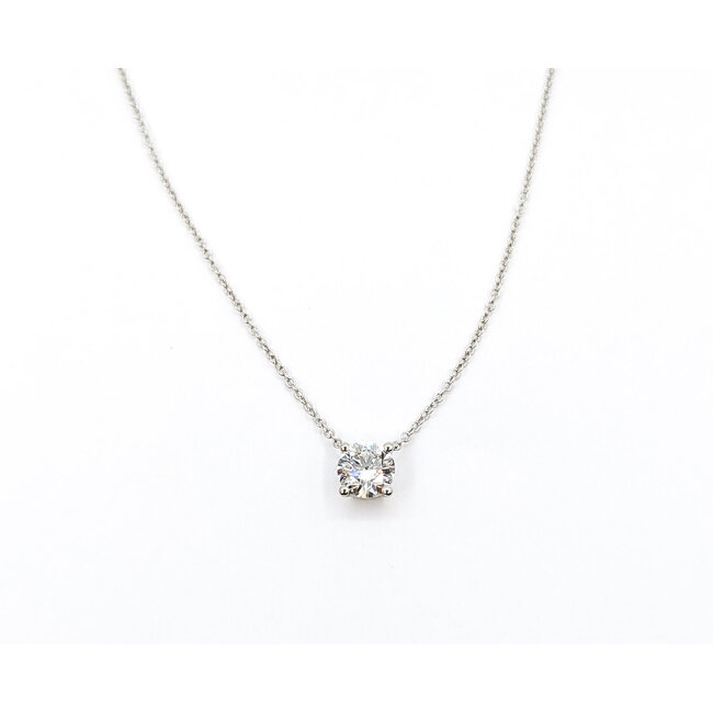 Necklace Solitaire 1.00ct Round Lab Grown Diamond 14kw 18" 2.46g 126040070