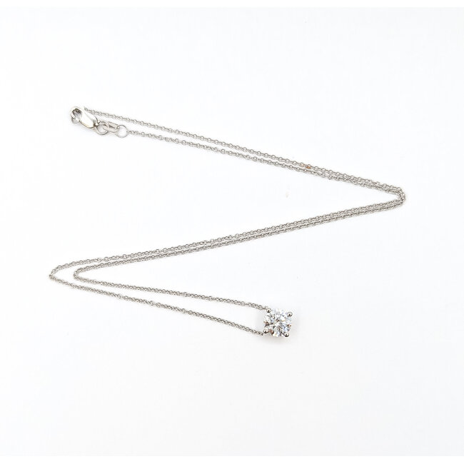 Necklace Solitaire 1.00ct Round Lab Grown Diamond 14kw 18" 2.46g 126040070