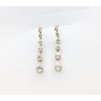 Earrings Graduated Dangle 4.50ctw Pear Lab Grown Diamonds 14ky 1.5x.25" 3.95g 126040051