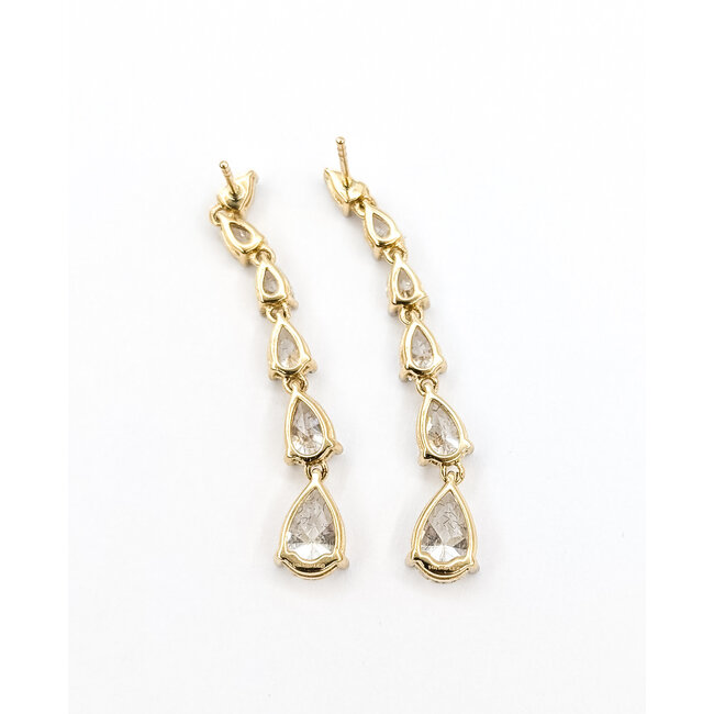 Earrings Graduated Dangle 4.50ctw Pear Lab Grown Diamonds 14ky 1.5x.25" 3.95g 126040051