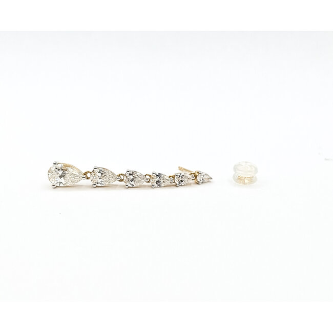 Earrings Graduated Dangle 4.50ctw Pear Lab Grown Diamonds 14ky 1.5x.25" 3.95g 126040051