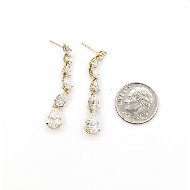 Earrings Graduated Dangle 4.50ctw Pear Lab Grown Diamonds 14ky 1.5x.25" 3.95g 126040051