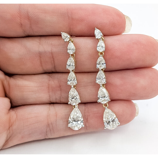 Earrings Graduated Dangle 4.50ctw Pear Lab Grown Diamonds 14ky 1.5x.25" 3.95g 126040051