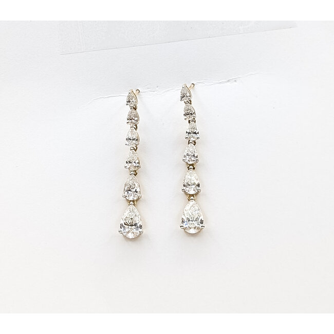 Earrings Graduated Dangle 4.50ctw Pear Lab Grown Diamonds 14ky 1.5x.25" 3.95g 126040051