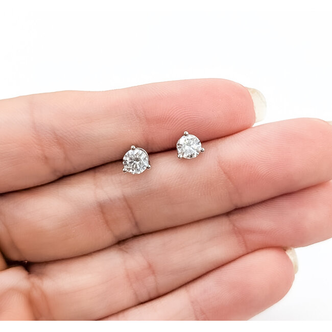 Earrings Stud 0.58ctw Round Lab Grown Diamonds 14kw 4.5mm 1.14g 126040057