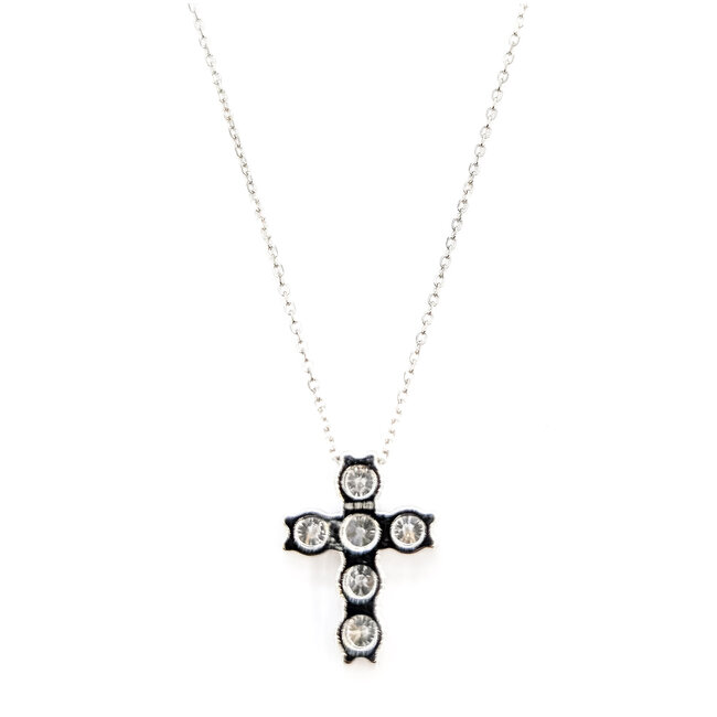Pendant Cross W/Chain 1.00ctw Round Lab Grown Diamonds 14kw .6x.5" 16-17-18" 2.78g 126040073