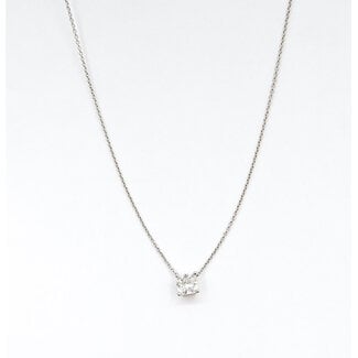 Necklace Solitaire W/Chain 0.75ct Cushion Lab Grown Diamond 14kw 16-17-18" 2.07g 126040075