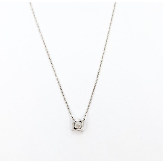 Necklace Solitaire W/Chain 0.75ct Cushion Lab Grown Diamond 14kw 16-17-18" 2.07g 126040075