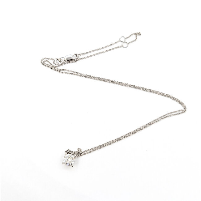 Necklace Solitaire W/Chain 0.75ct Cushion Lab Grown Diamond 14kw 16-17-18" 2.07g 126040075