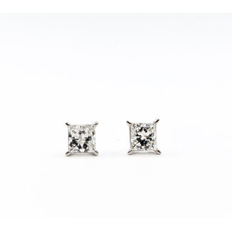 Earrings Stud 1.20ctw Princess Lab Grown Diamonds 14kw 4.5mm 1.32g 126040058