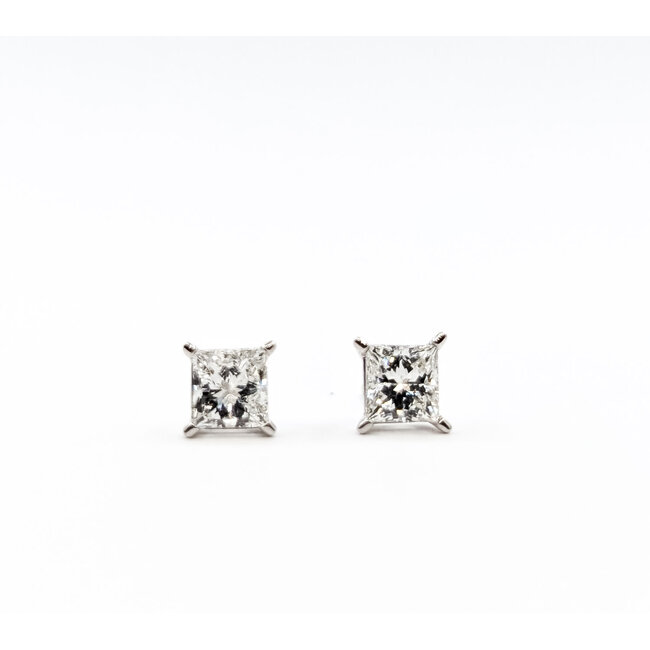 Earrings Stud 1.20ctw Princess Lab Grown Diamonds 14kw 4.5mm 1.32g 126040058