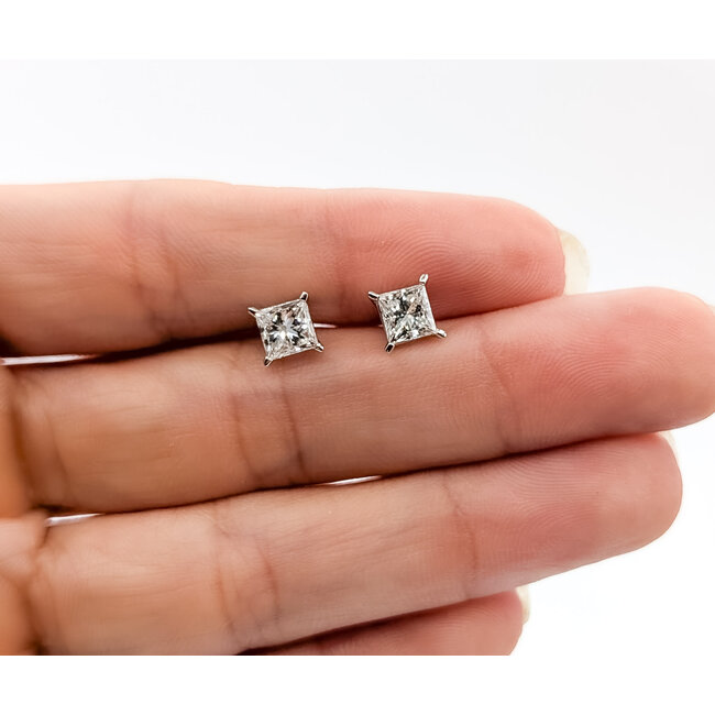Earrings Stud 1.20ctw Princess Lab Grown Diamonds 14kw 4.5mm 1.32g 126040058