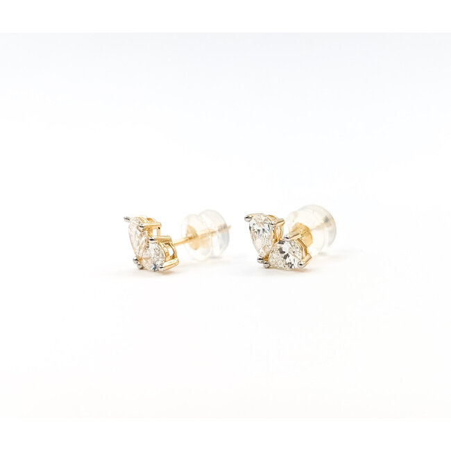Earrings Two Stone 1.00ctw Pear Lab Grown Diamonds 14ky 9x6mm 1.23g 126040061