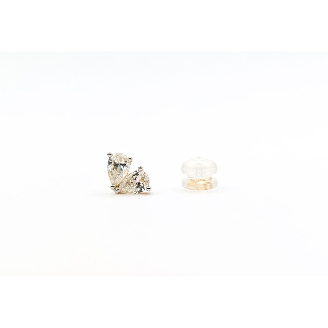 Earrings Two Stone 1.00ctw Pear Lab Grown Diamonds 14ky 9x6mm 1.23g 126040061