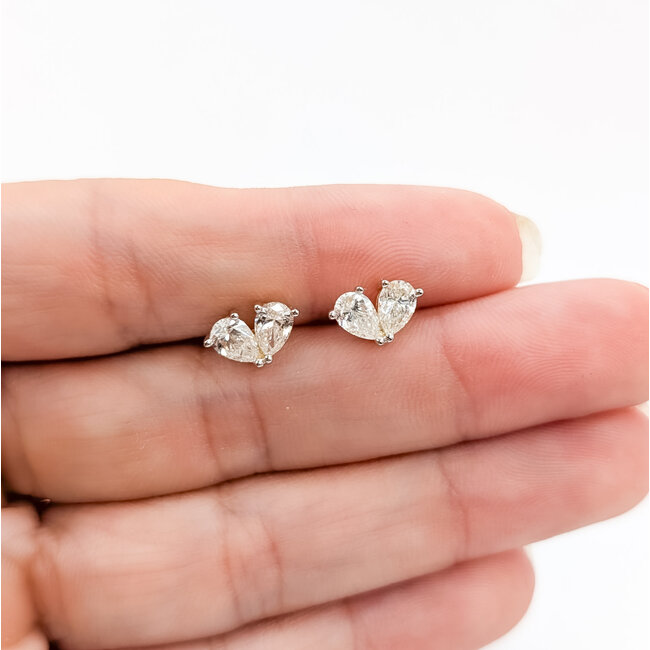 Earrings Two Stone 1.00ctw Pear Lab Grown Diamonds 14ky 9x6mm 1.23g 126040061