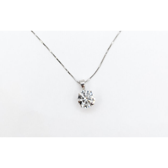 Pendant Solitaire W/Chain 2.00ct Round Lab Grown Diamond 14kw 9mm 18" 2.00g 126040074