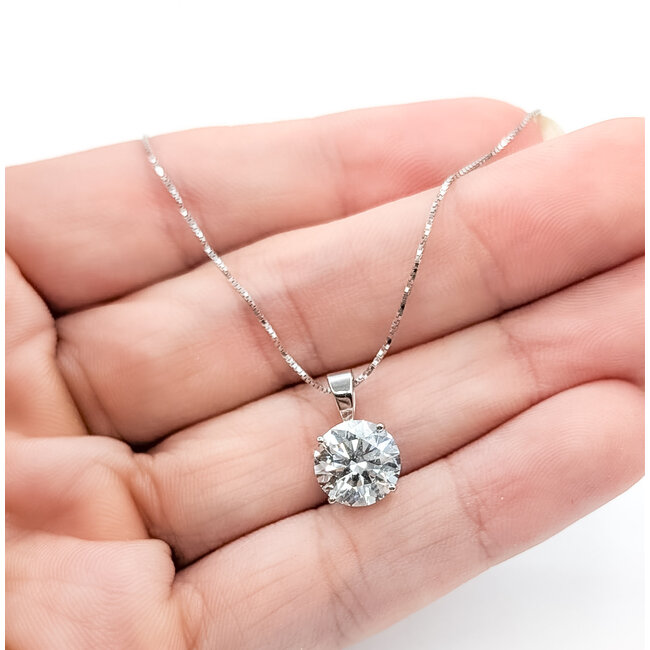Pendant Solitaire W/Chain 2.00ct Round Lab Grown Diamond 14kw 9mm 18" 2.00g 126040074