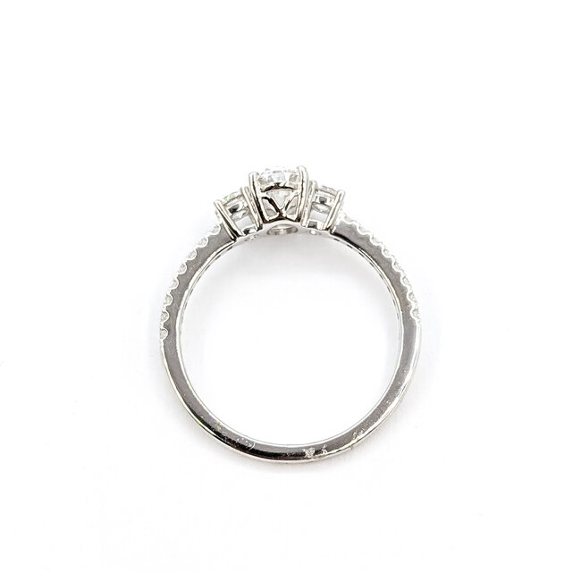 Ring Engagement 3-Stone 1.00ctw Oval Lab Grown Diamond 14kw 1.4mm Sz7 2.06g 126040049