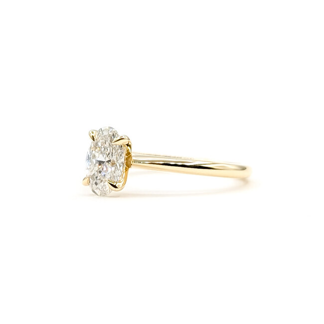 Ring Engagement Solitiare 1.00ct Oval Lab Grown Diamond 14ky 1.8mm Sz7 2.58g 126040050