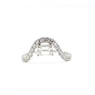 Ring Contour 1.00ctw Emerald & Round Lab Grown Diamonds 10kw 1.9mm Sz7 1.76g 126040036