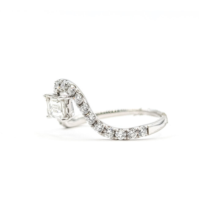 Ring Contour 1.00ctw Emerald & Round Lab Grown Diamonds 10kw 1.9mm Sz7 1.76g 126040036