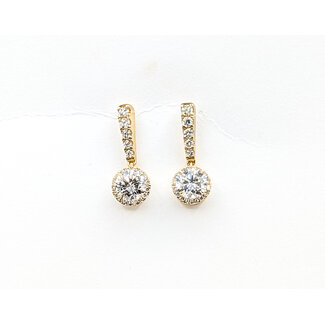 Earrings Stud Dangle 1.25ctw Round Lab Grown Diamonds 14ky .6x.25" 2.12g 126040053