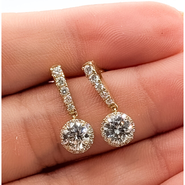 Earrings Stud Dangle 1.25ctw Round Lab Grown Diamonds 14ky .6x.25" 2.12g 126040053
