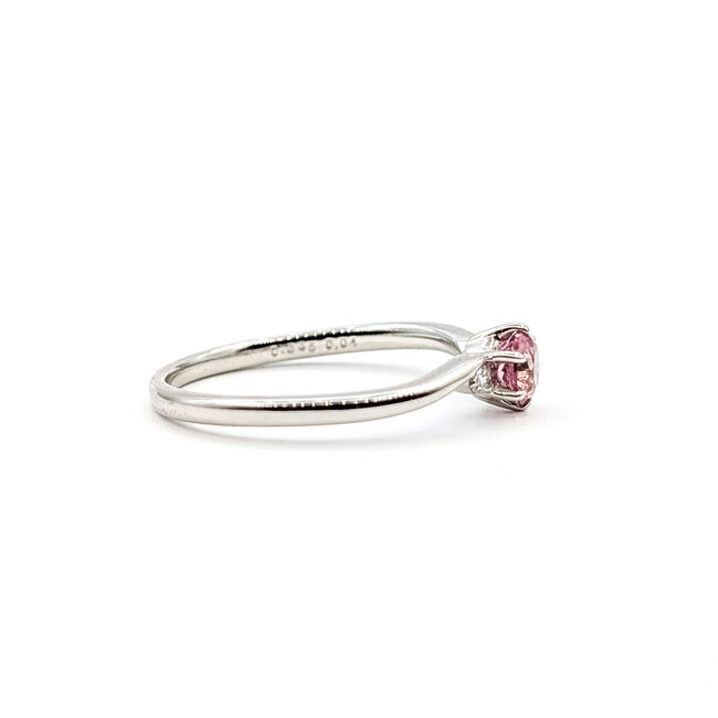 Ring 3-Stone .04ctw Round Diamonds .33ct Pink Tourmaline 900pt 1.7mm Sz5.5 2.68g 126050033