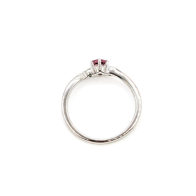Ring 3-Stone .04ctw Round Diamonds .33ct Pink Tourmaline 900pt 1.7mm Sz5.5 2.68g 126050033