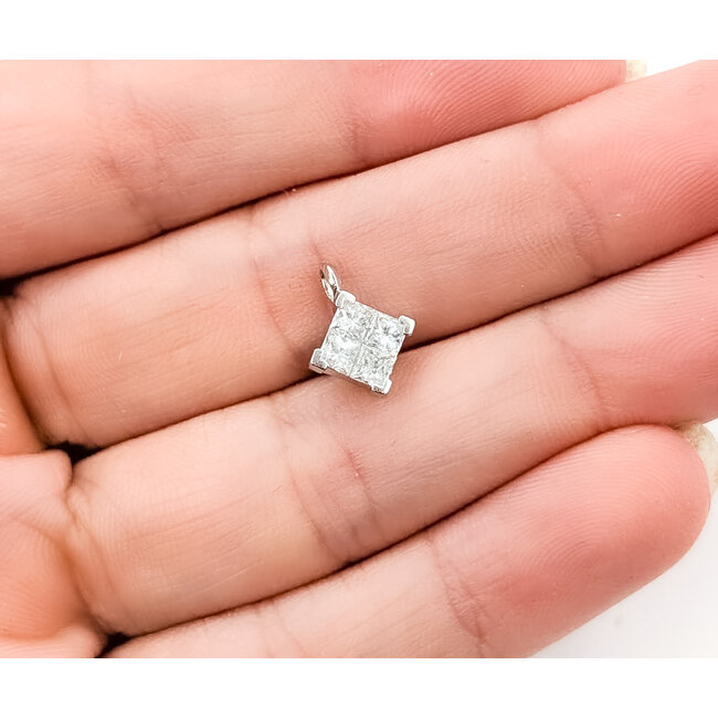 Pendant Illusion Set .50ctw Princess Diamonds 14kw 11.5x8.5mm 1.04g 126050034