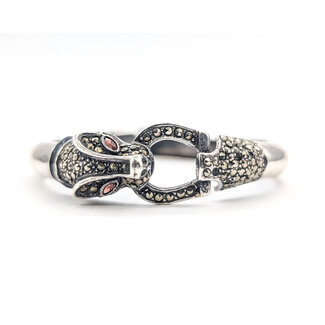 Bracelet Mercasite Panther Bangle 925 9.25mm 7.75" 30.1g 126052007