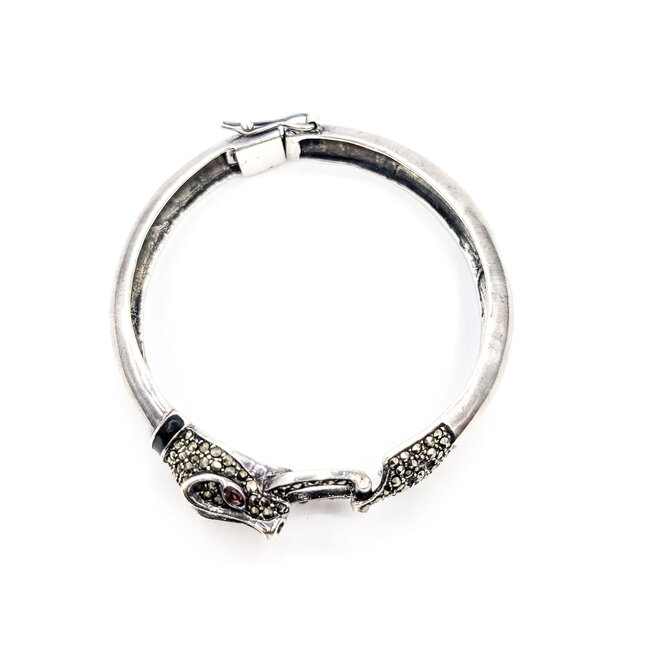 Bracelet Mercasite Panther Bangle 925 9.25mm 7.75" 30.1g 126052007