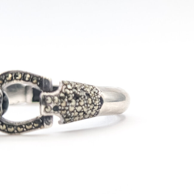 Bracelet Mercasite Panther Bangle 925 9.25mm 7.75" 30.1g 126052007