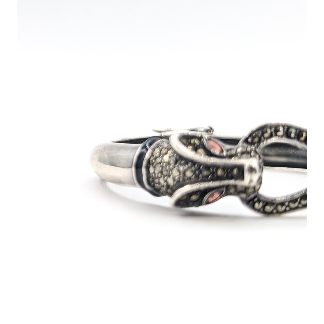 Bracelet Mercasite Panther Bangle 925 9.25mm 7.75" 30.1g 126052007