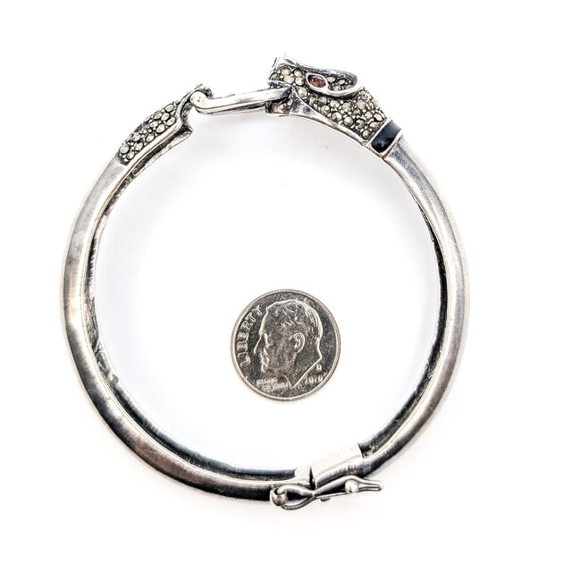 Bracelet Mercasite Panther Bangle 925 9.25mm 7.75" 30.1g 126052007
