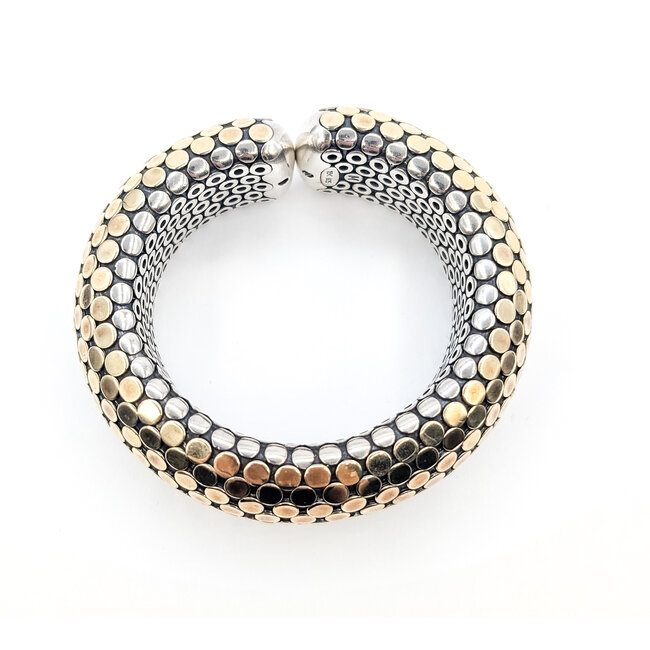 Bracelet John Hardy Dot Cuff 18ky & 925 22mm 7.25" 130g 126052001