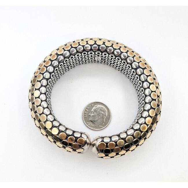Bracelet John Hardy Dot Cuff 18ky & 925 22mm 7.25" 130g 126052001