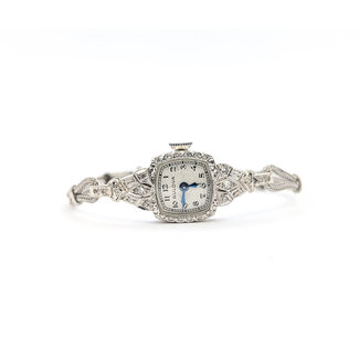 Watch Bulova Art Deco Milgrain Filigree 28x14mm 14kt Case, Stainless Bracelet 6.5" Watch Only 126046018