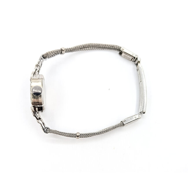 Watch Bulova Art Deco Milgrain Filigree 28x14mm 14kt Case, Stainless Bracelet 6.5" Watch Only 126046018